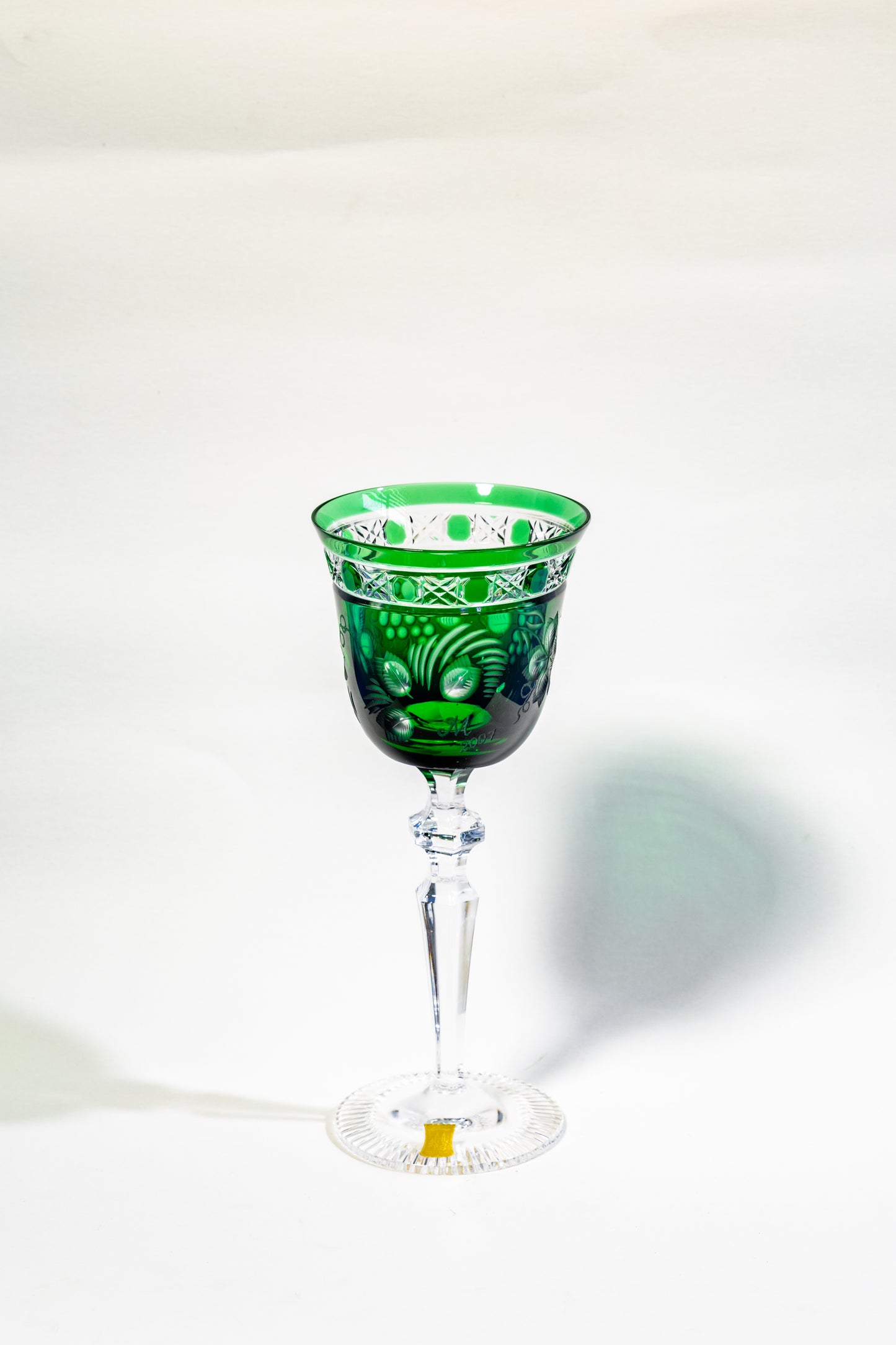 Meissen Green Cut Crystal Wine Goblet – Rare Handcrafted Elegance