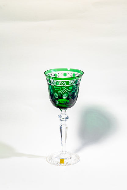 Meissen Green Cut Crystal Wine Goblet – Rare Handcrafted Elegance