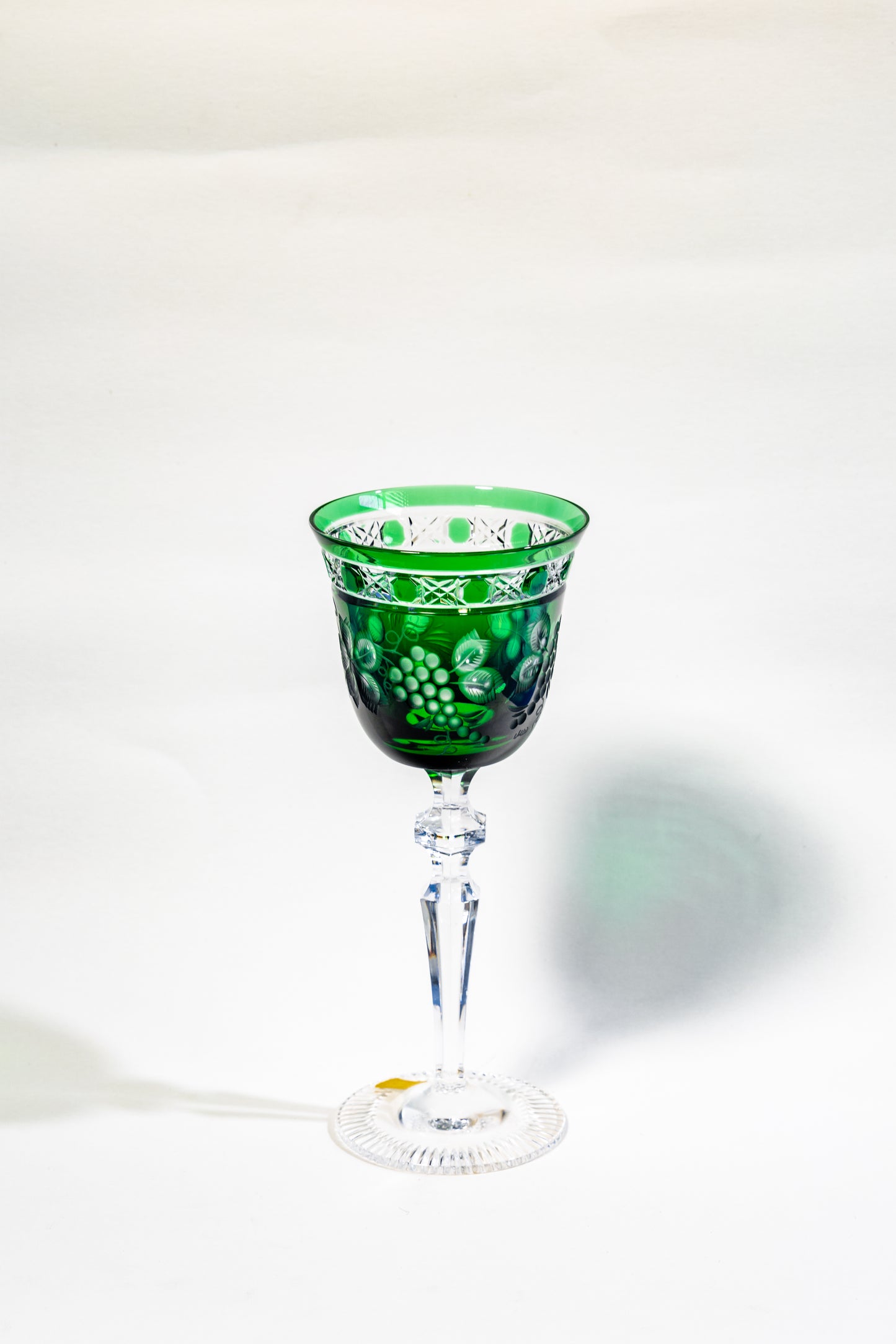 Meissen Green Cut Crystal Wine Goblet – Rare Handcrafted Elegance