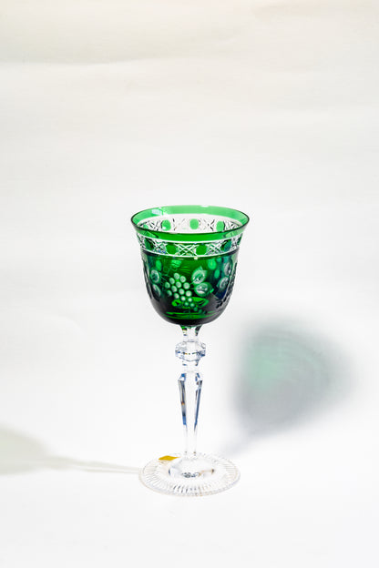 Meissen Green Cut Crystal Wine Goblet – Rare Handcrafted Elegance