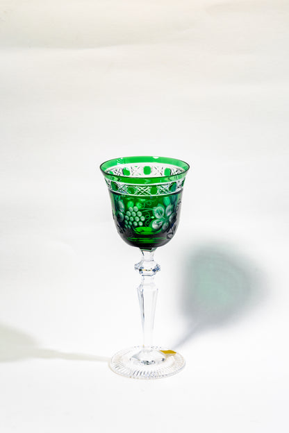 Meissen Green Cut Crystal Wine Goblet – Rare Handcrafted Elegance