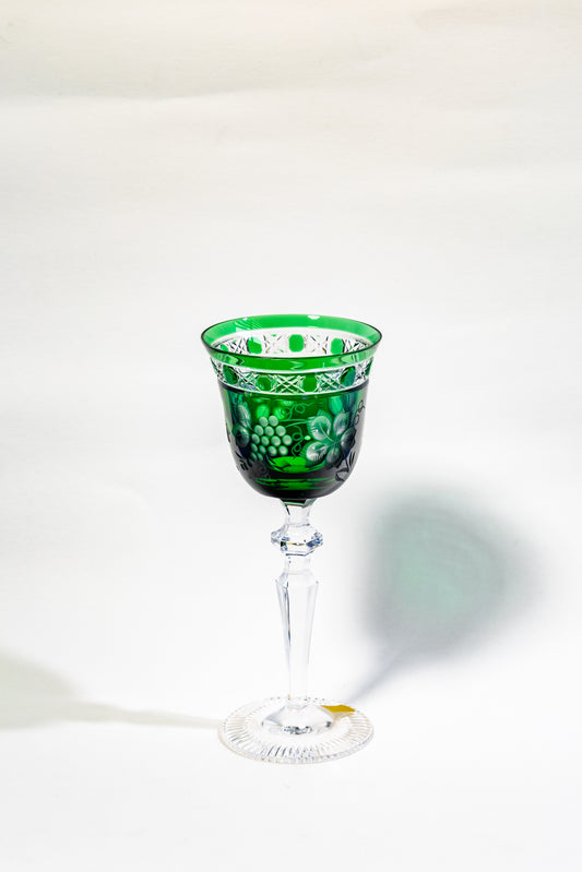 Meissen Green Cut Crystal Wine Goblet – Rare Handcrafted Elegance
