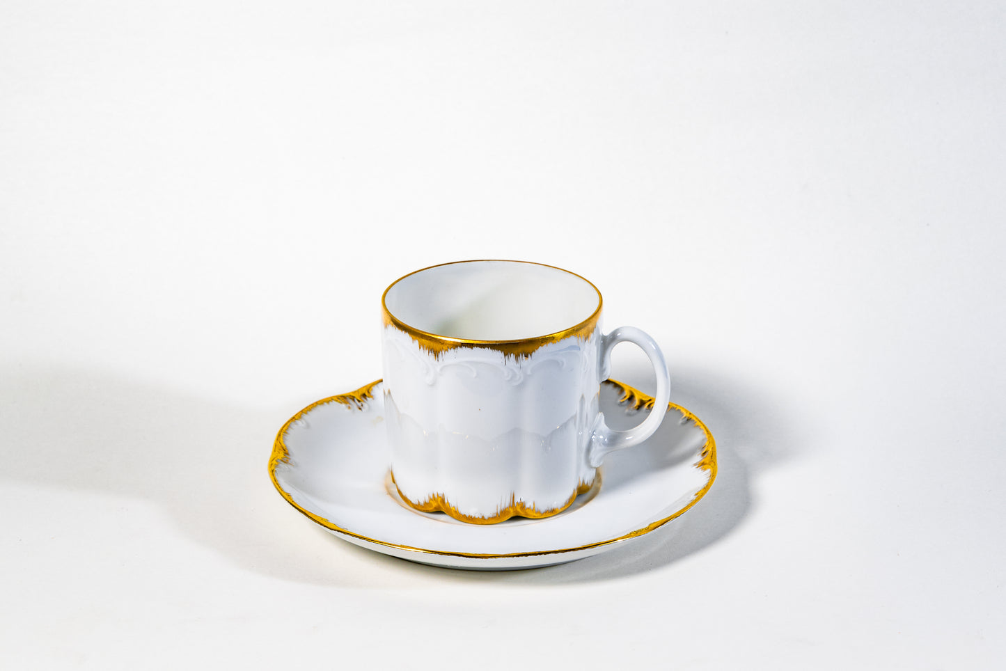 Limoges Coffee Cup & Saucer — Gilded Rim