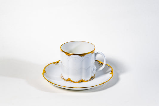 Limoges Coffee Cup & Saucer — Gilded Rim