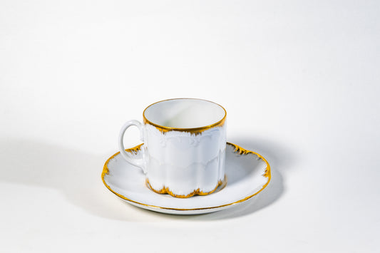 Limoges Coffee Cup & Saucer — Gilded Rim
