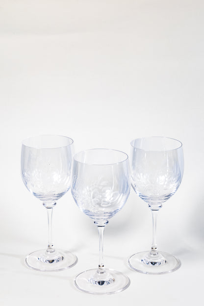 Meissen Translucent Cut Crystal Wine Goblet – Rose Motif Elegance