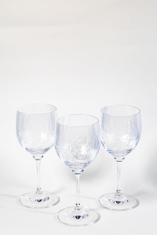 Meissen Translucent Cut Crystal Wine Goblet – Rose Motif Elegance