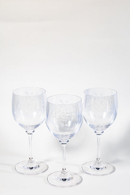 Meissen Translucent Cut Crystal Wine Goblet – Rose Motif Elegance