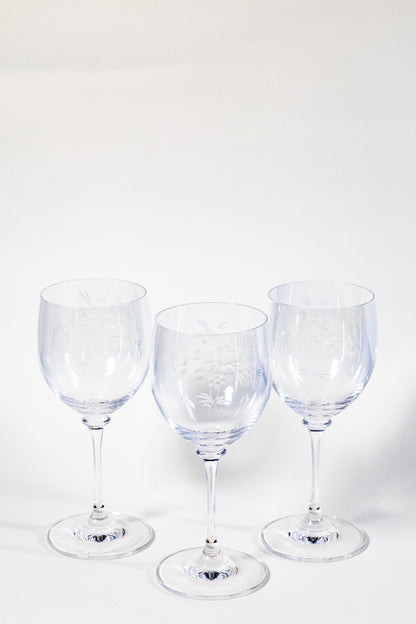 Meissen Translucent Cut Crystal Wine Goblet – Rose Motif Elegance