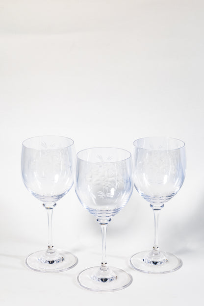 Meissen Translucent Cut Crystal Wine Goblet – Rose Motif Elegance