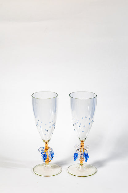 Lauscha Bimini Handblown Crystal Champagne Flutes