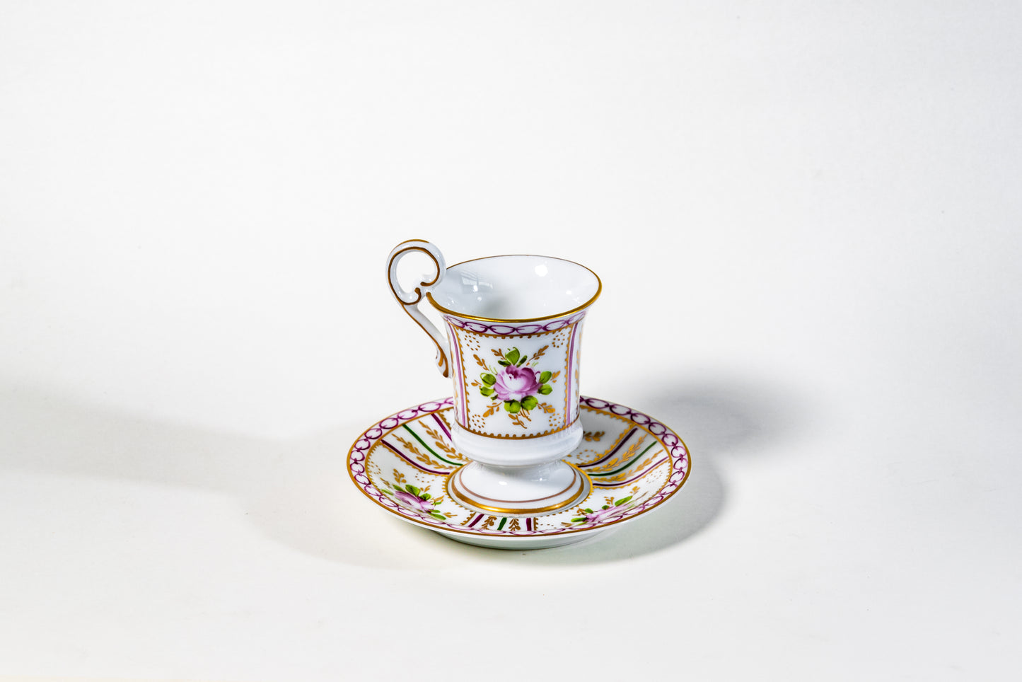 Limoges Pink Porcelain Demitasse Cup –Hand-painted Roses & Gilded Accents · Romantic Belle Époque Charm