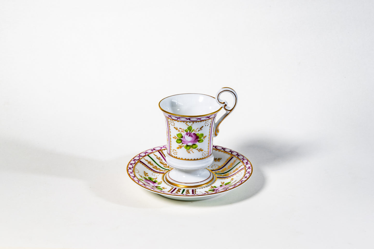 Limoges Pink Porcelain Demitasse Cup –Hand-painted Roses & Gilded Accents · Romantic Belle Époque Charm