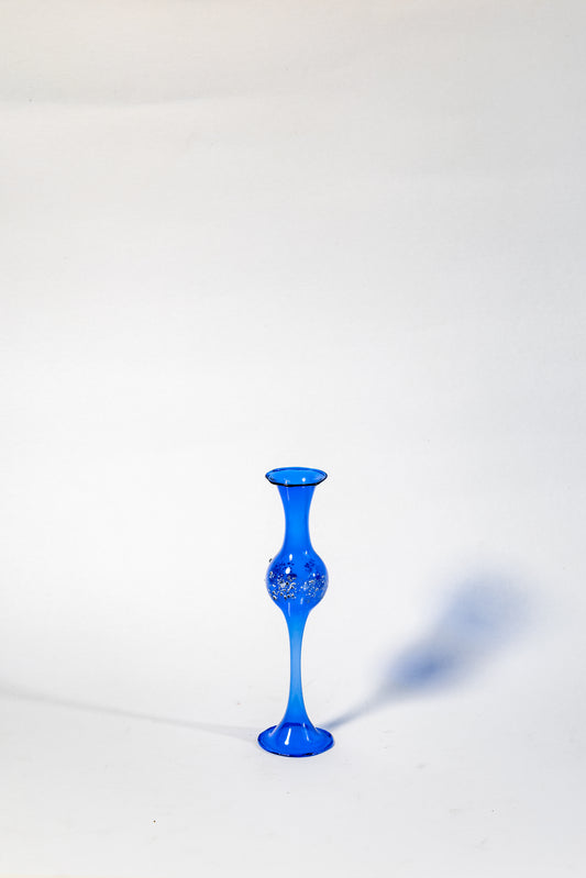 “Azure Echo” Hand-Blown Art Glass Bud Mini Vas