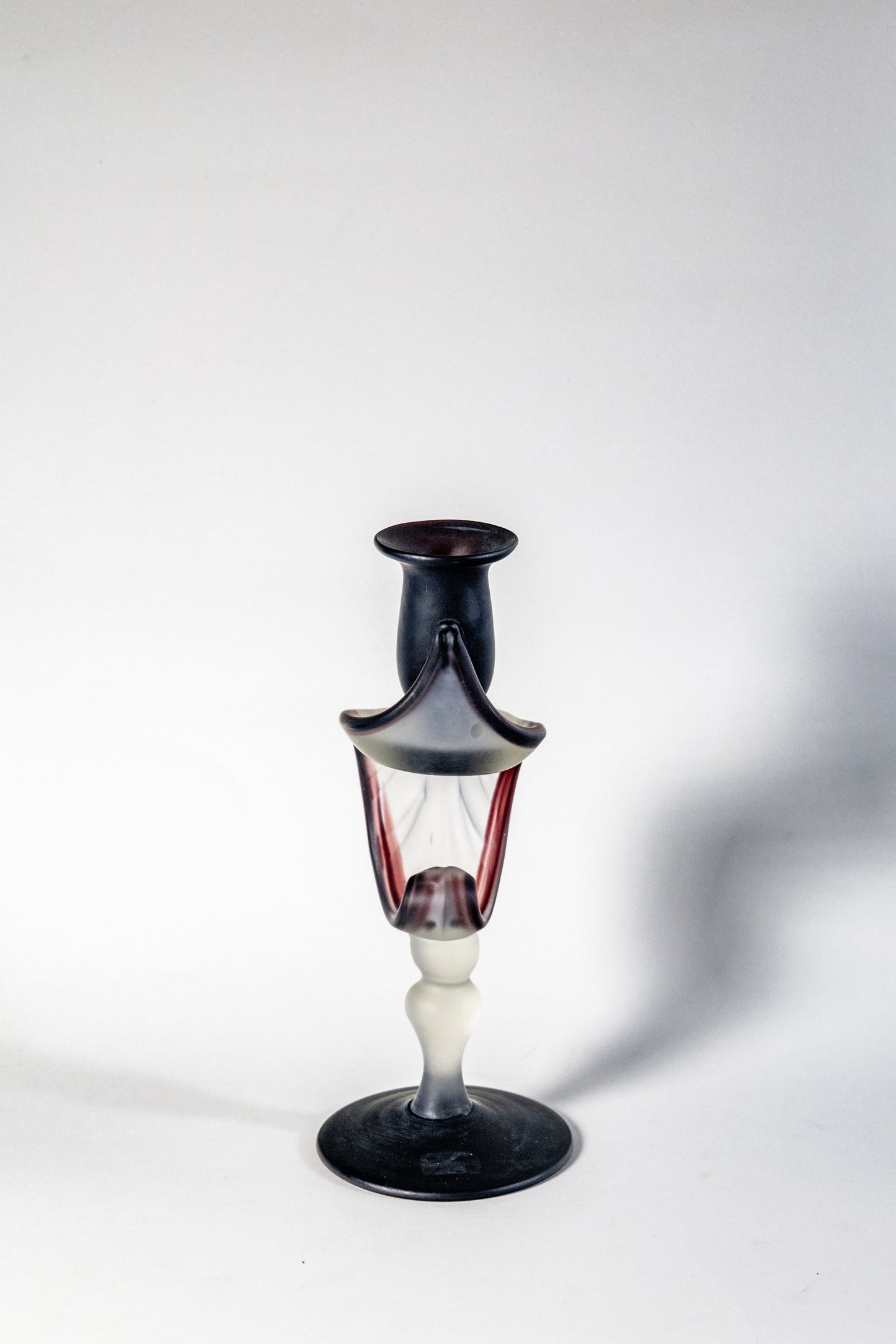 Jack In The Pulpit Candle Holder – Satin Glass, Dark Purple, Handmade