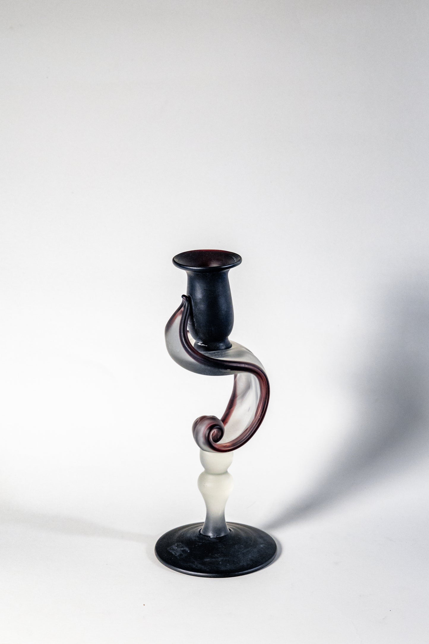 Jack In The Pulpit Candle Holder – Satin Glass, Dark Purple, Handmade