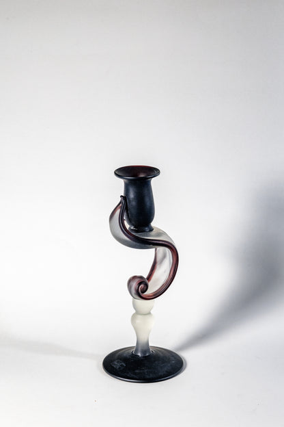 Jack In The Pulpit Candle Holder – Satin Glass, Dark Purple, Handmade