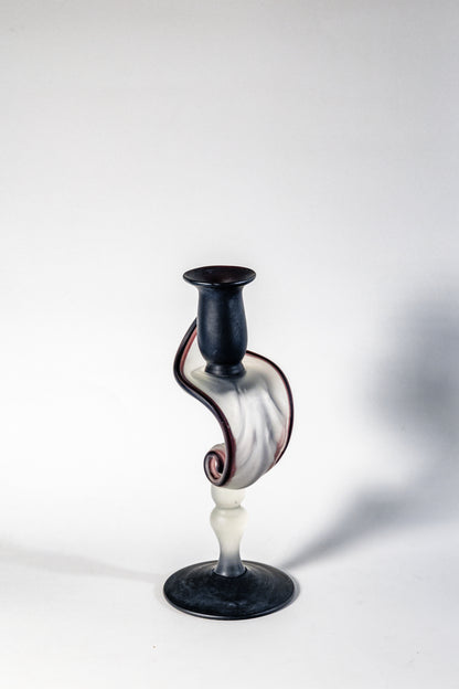 Jack In The Pulpit Candle Holder – Satin Glass, Dark Purple, Handmade