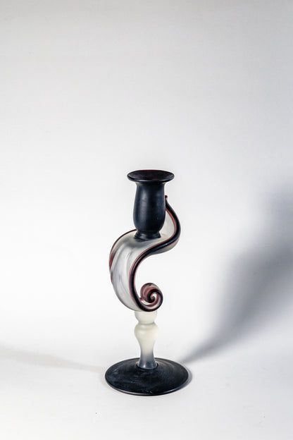 Jack In The Pulpit Candle Holder – Satin Glass, Dark Purple, Handmade