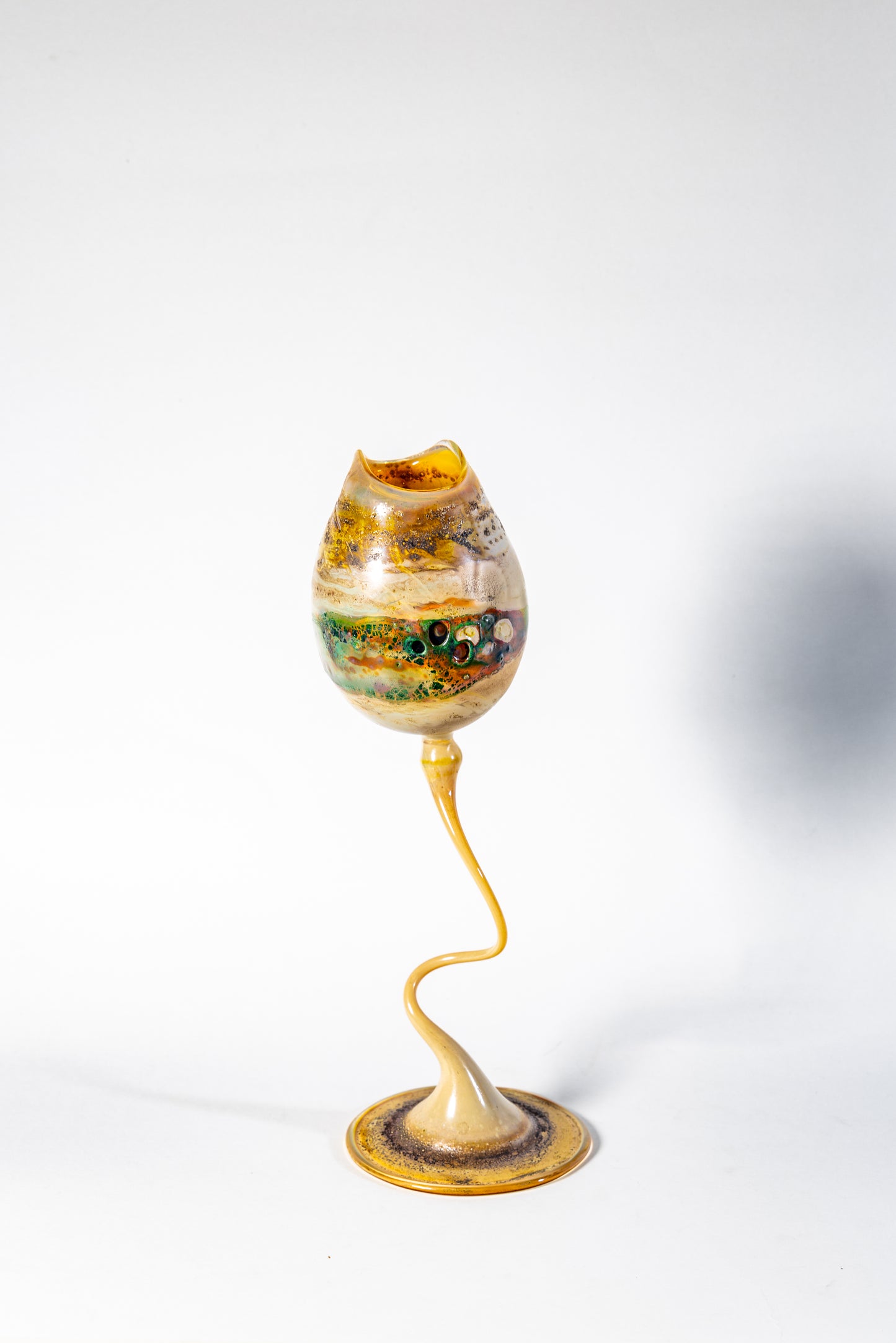 “Desert Mirage” Studio Art Glass Vase on Sculptural Stem
