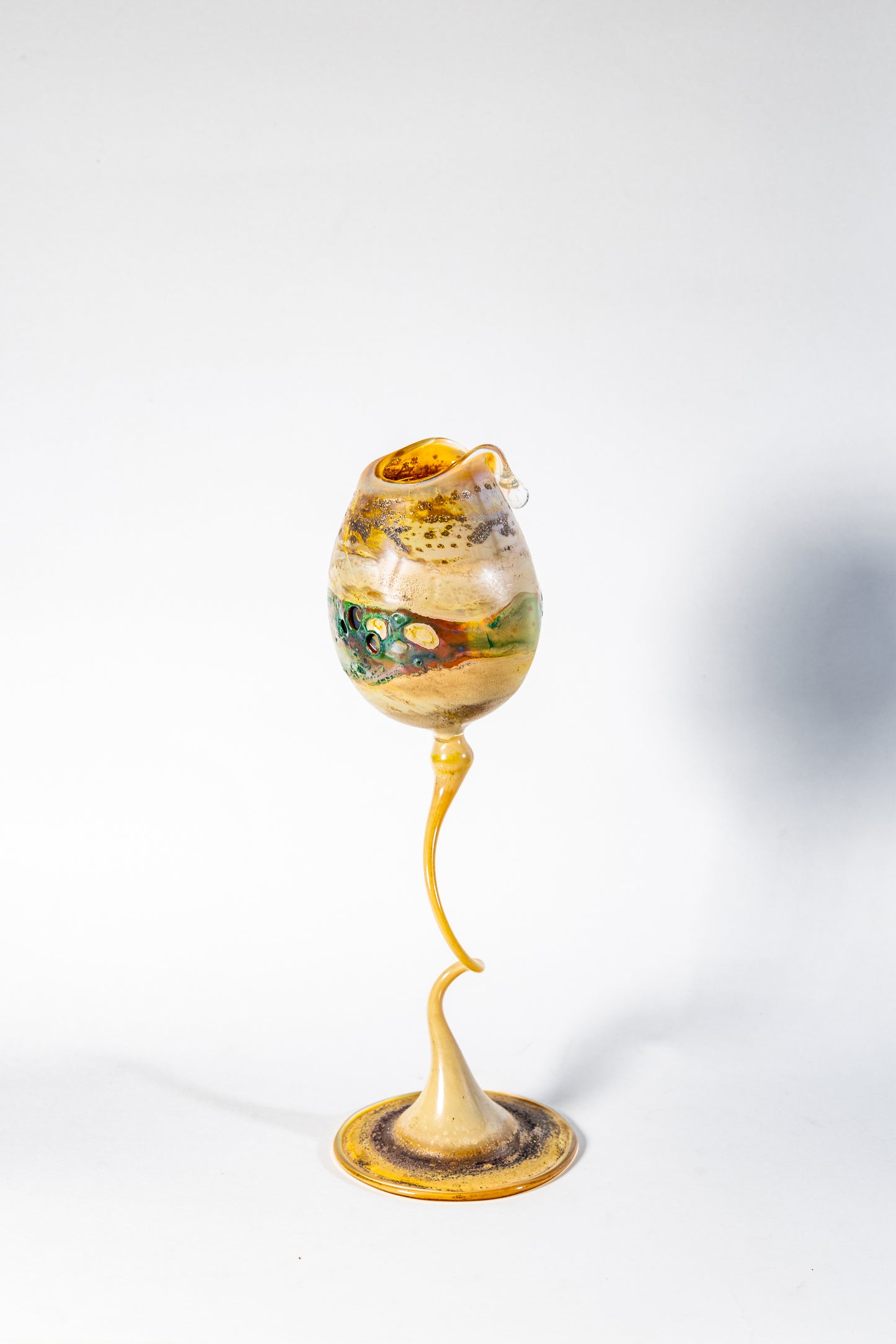 “Desert Mirage” Studio Art Glass Vase on Sculptural Stem