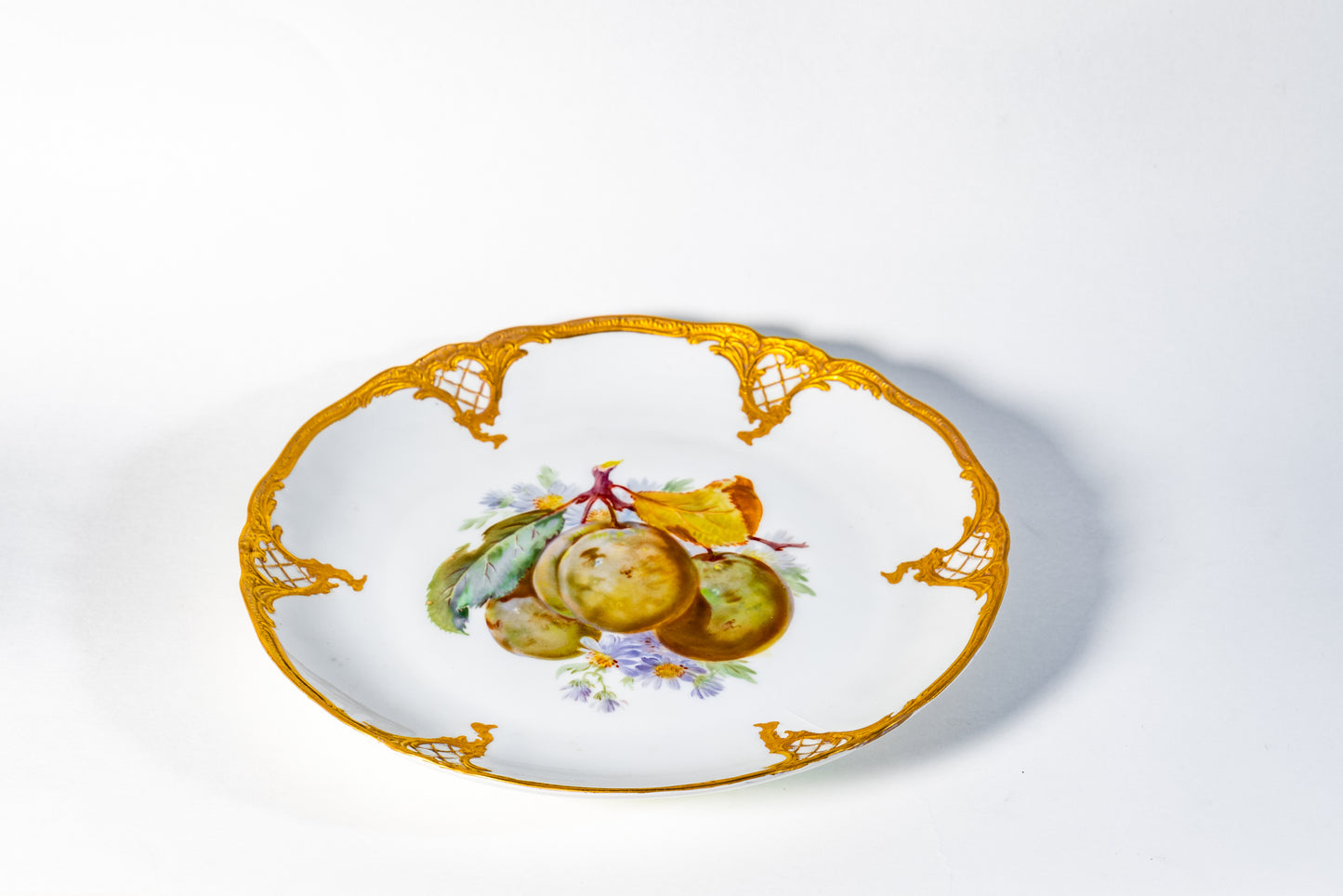“Golden Orchard” Hand-Painted Porcelain Dessert Plate