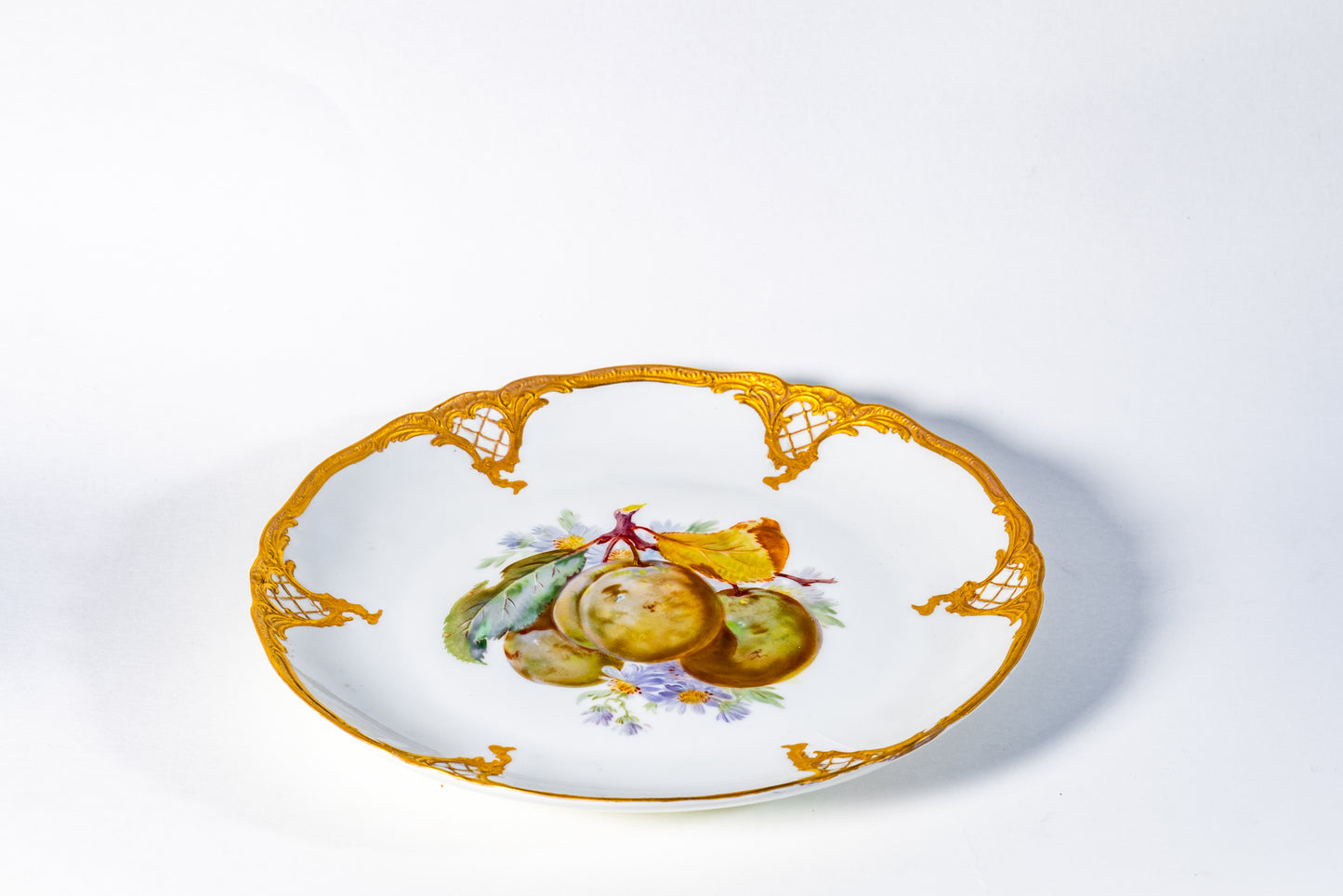 “Golden Orchard” Hand-Painted Porcelain Dessert Plate