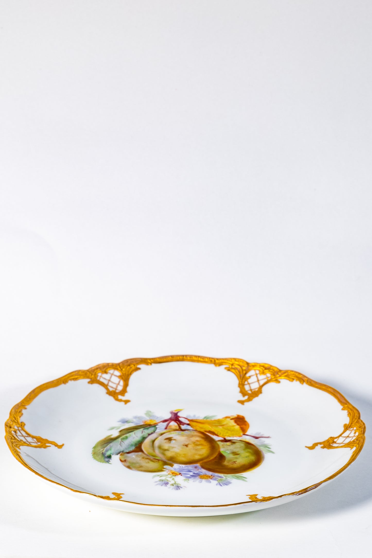 “Golden Orchard” Hand-Painted Porcelain Dessert Plate
