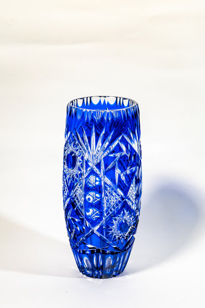 Cobalt Handcut Crystal Vase