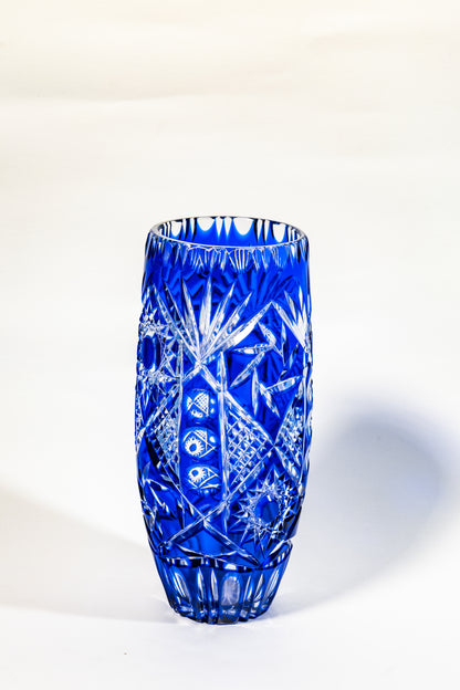 Cobalt Handcut Crystal Vase