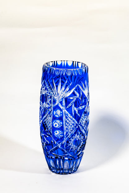 Cobalt Handcut Crystal Vase