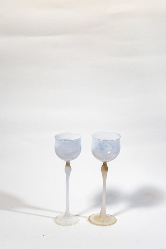 “Ethereal Balance” Handblown Opaline Art Glass Goblet