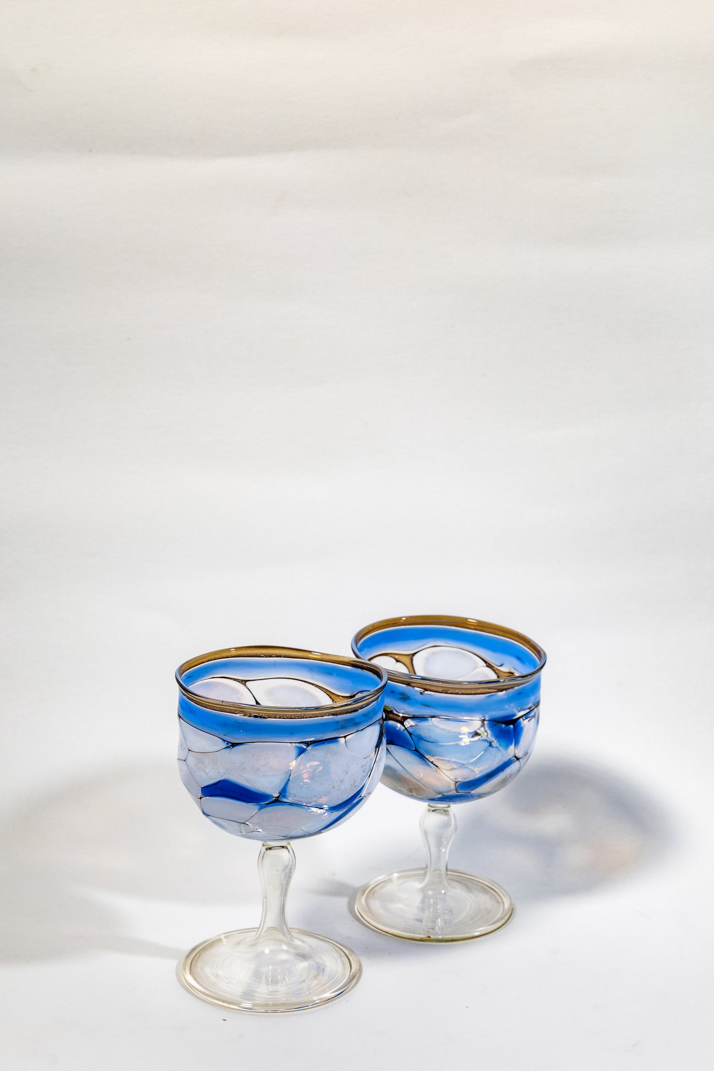 “Azure Vein” Handblown Art Glass Goblet