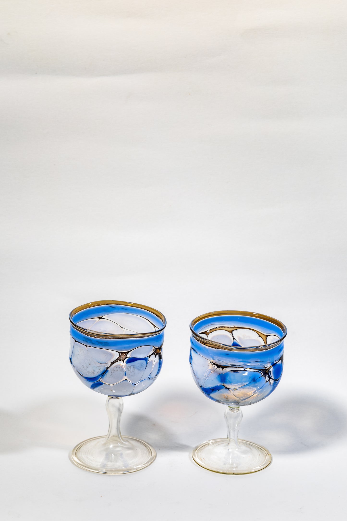 “Azure Vein” Handblown Art Glass Goblet