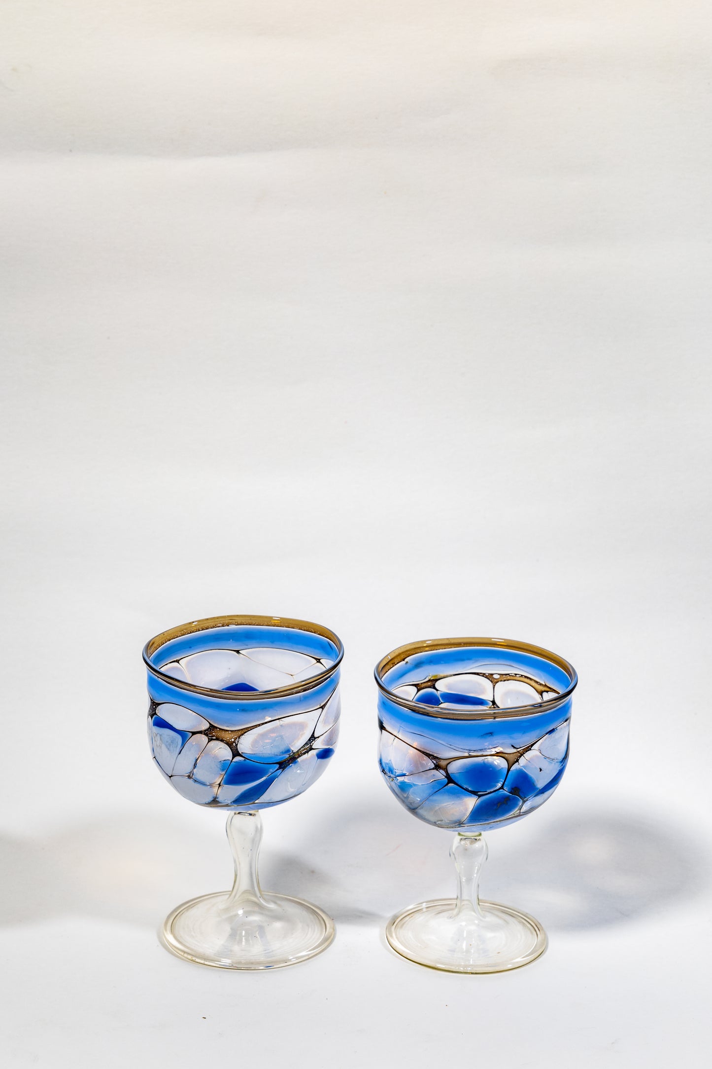 “Azure Vein” Handblown Art Glass Goblet