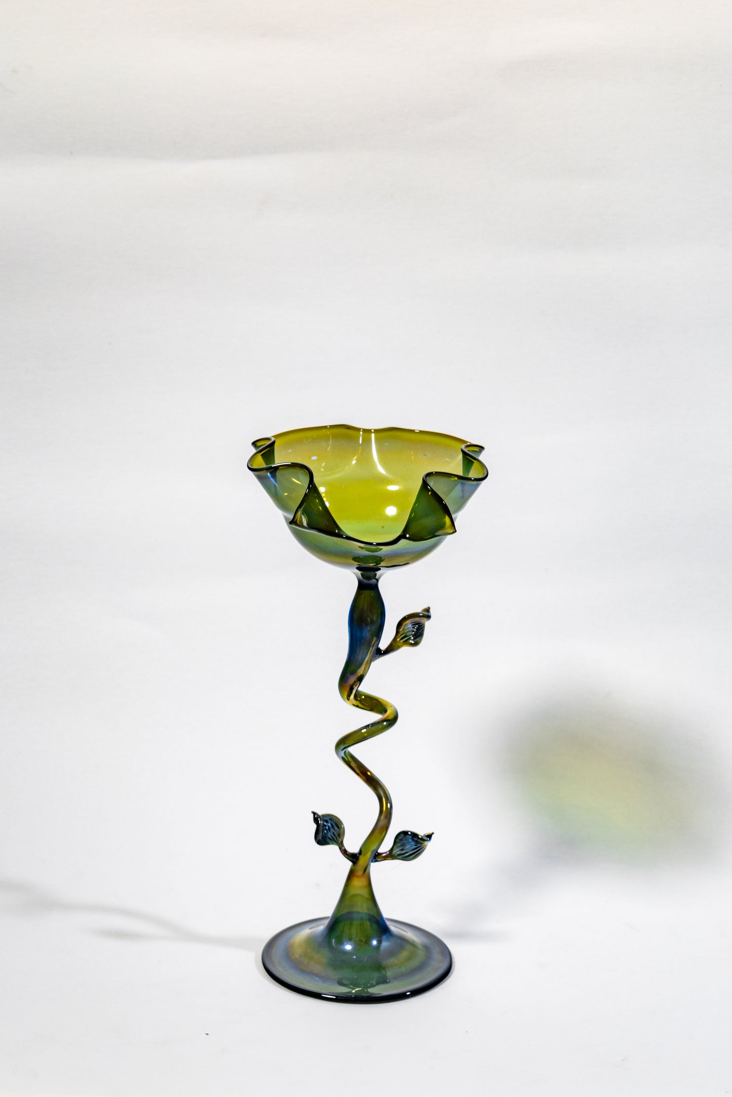 “Verdant Vine” Handblown Art Glass Chalice Sculpture