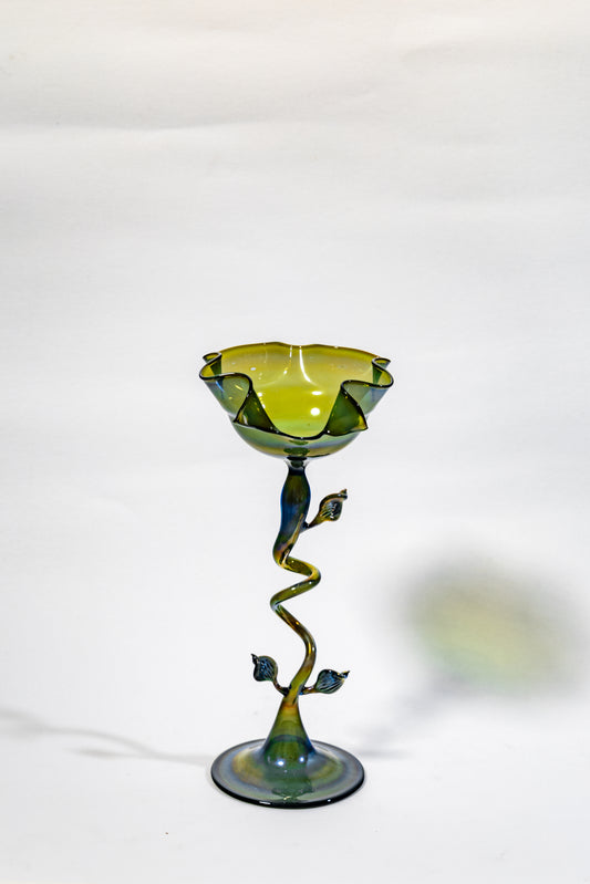 “Verdant Vine” Handblown Art Glass Chalice Sculpture
