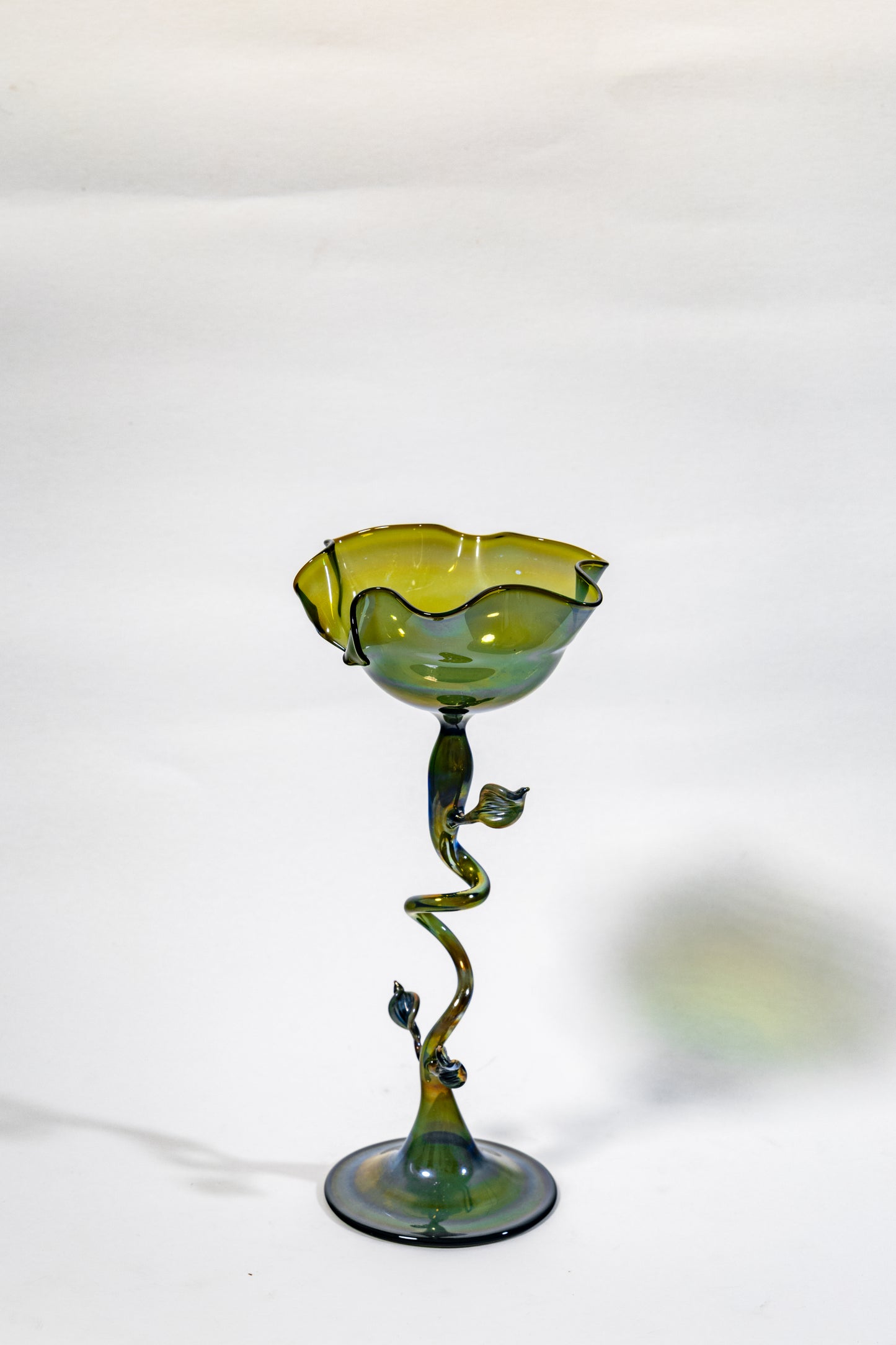 “Verdant Vine” Handblown Art Glass Chalice Sculpture
