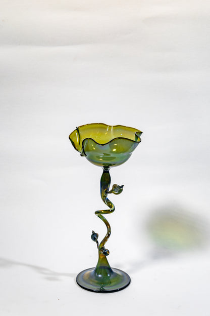 “Verdant Vine” Handblown Art Glass Chalice Sculpture