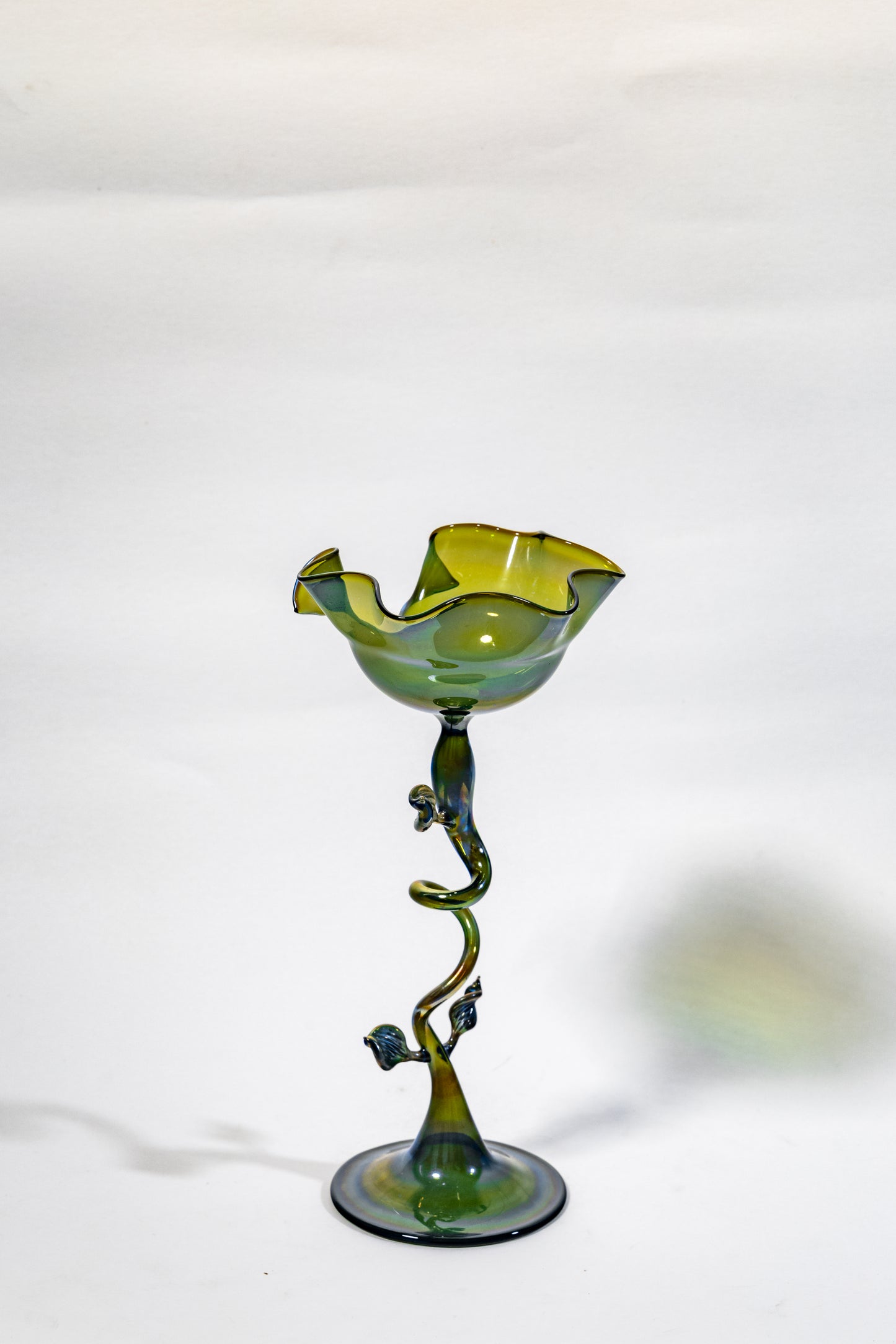 “Verdant Vine” Handblown Art Glass Chalice Sculpture