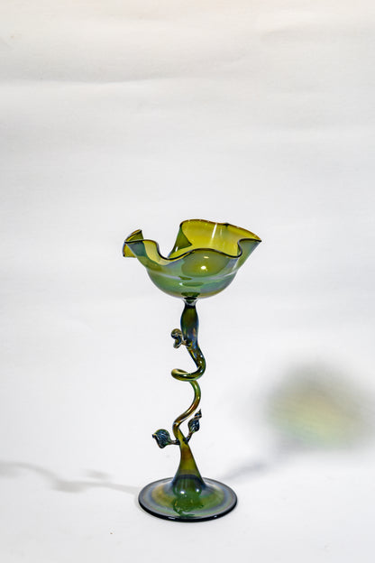 “Verdant Vine” Handblown Art Glass Chalice Sculpture