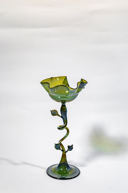 “Verdant Vine” Handblown Art Glass Chalice Sculpture