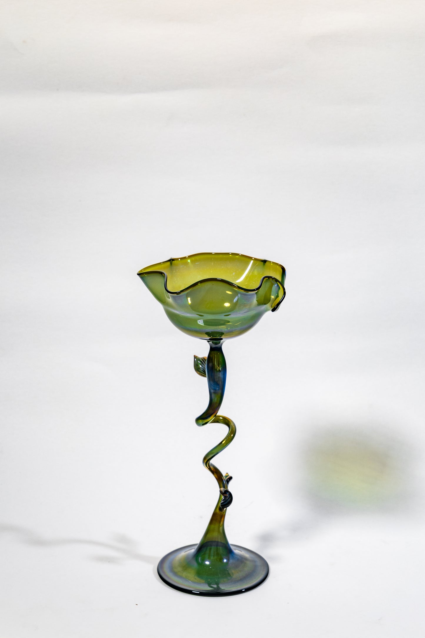 “Verdant Vine” Handblown Art Glass Chalice Sculpture