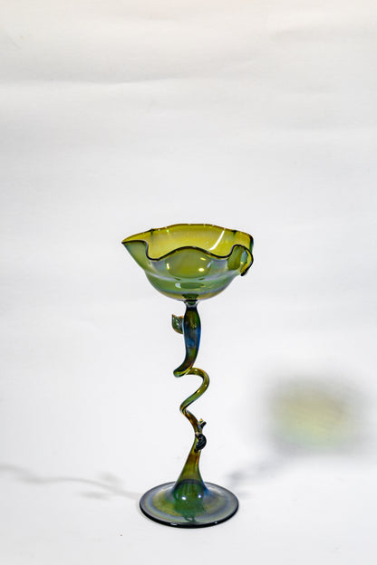 “Verdant Vine” Handblown Art Glass Chalice Sculpture