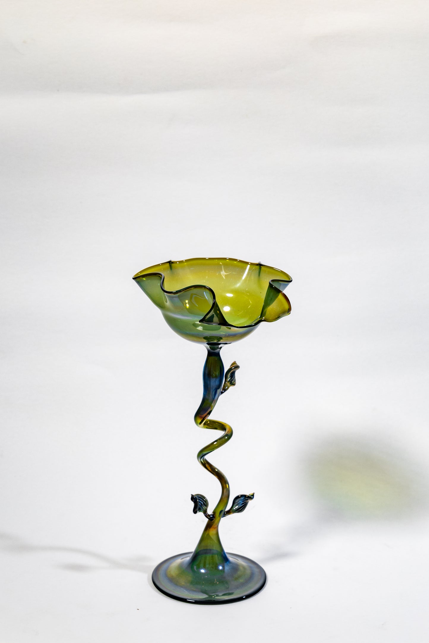 “Verdant Vine” Handblown Art Glass Chalice Sculpture