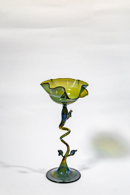 “Verdant Vine” Handblown Art Glass Chalice Sculpture