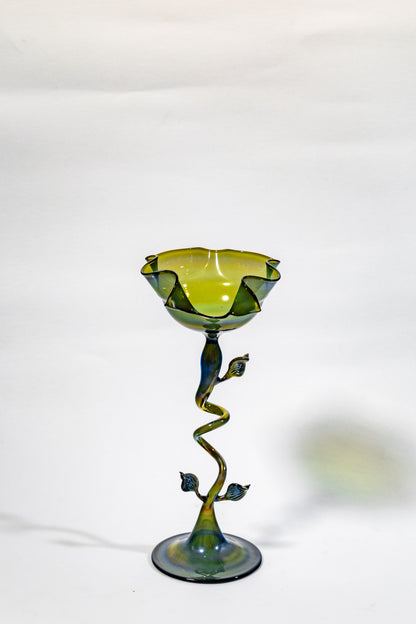 “Verdant Vine” Handblown Art Glass Chalice Sculpture