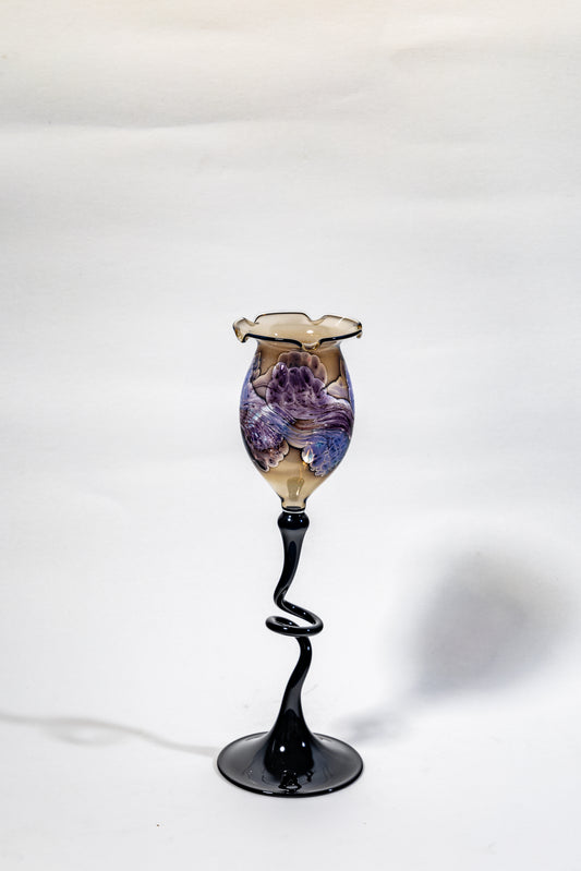 Handblown Art Glass Chalice Candle Holder