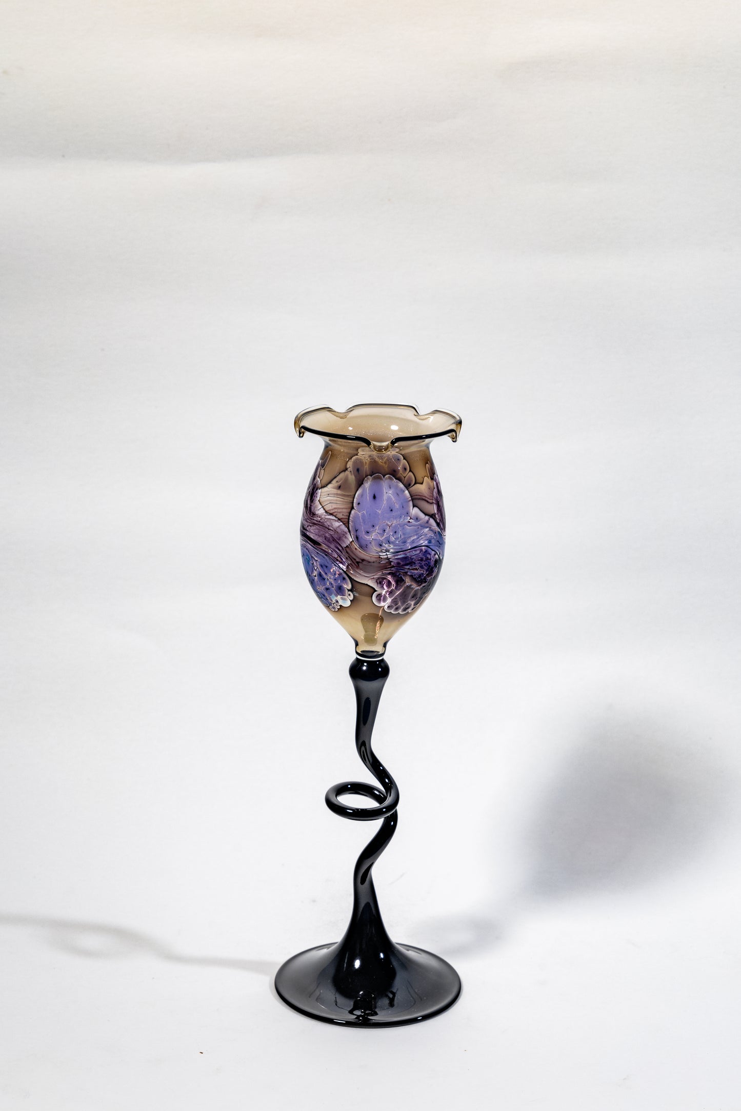 Handblown Art Glass Chalice Candle Holder
