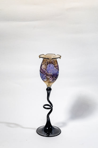 Handblown Art Glass Chalice Candle Holder